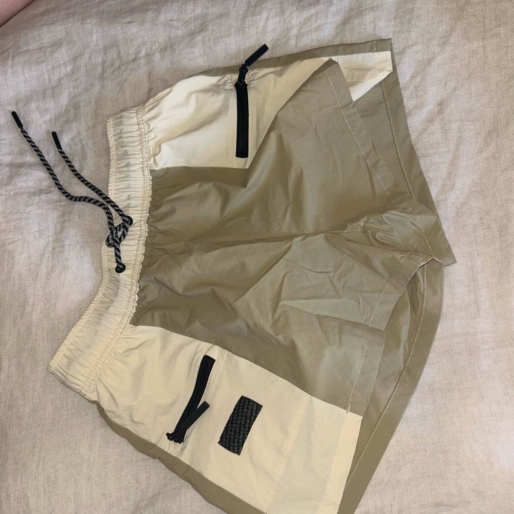 Men's Swim Trunks in Beige with Cream Waistband